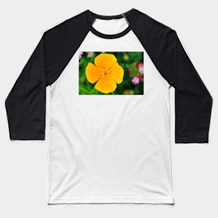 Yellow flower close-up against blurry green background Baseball T-Shirt